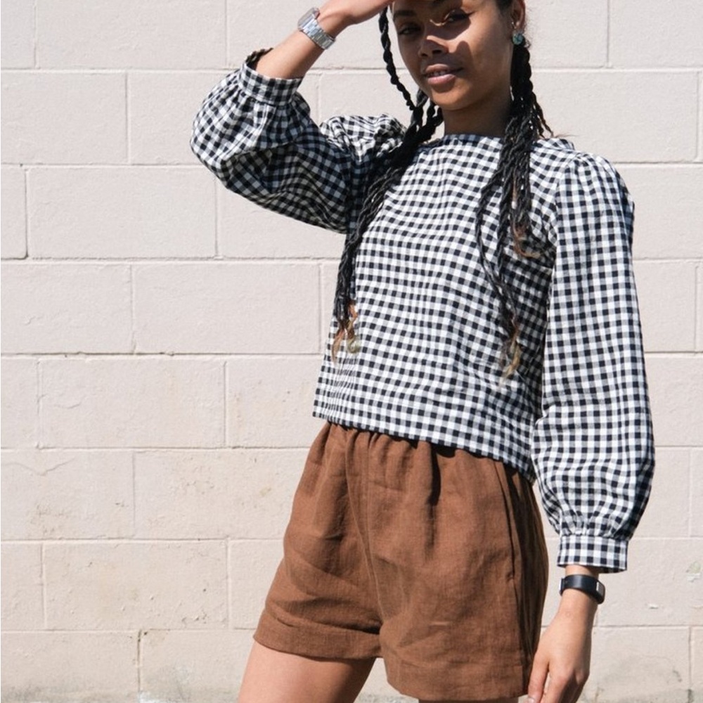 Shelter Gloria Top in Black and White Gingham